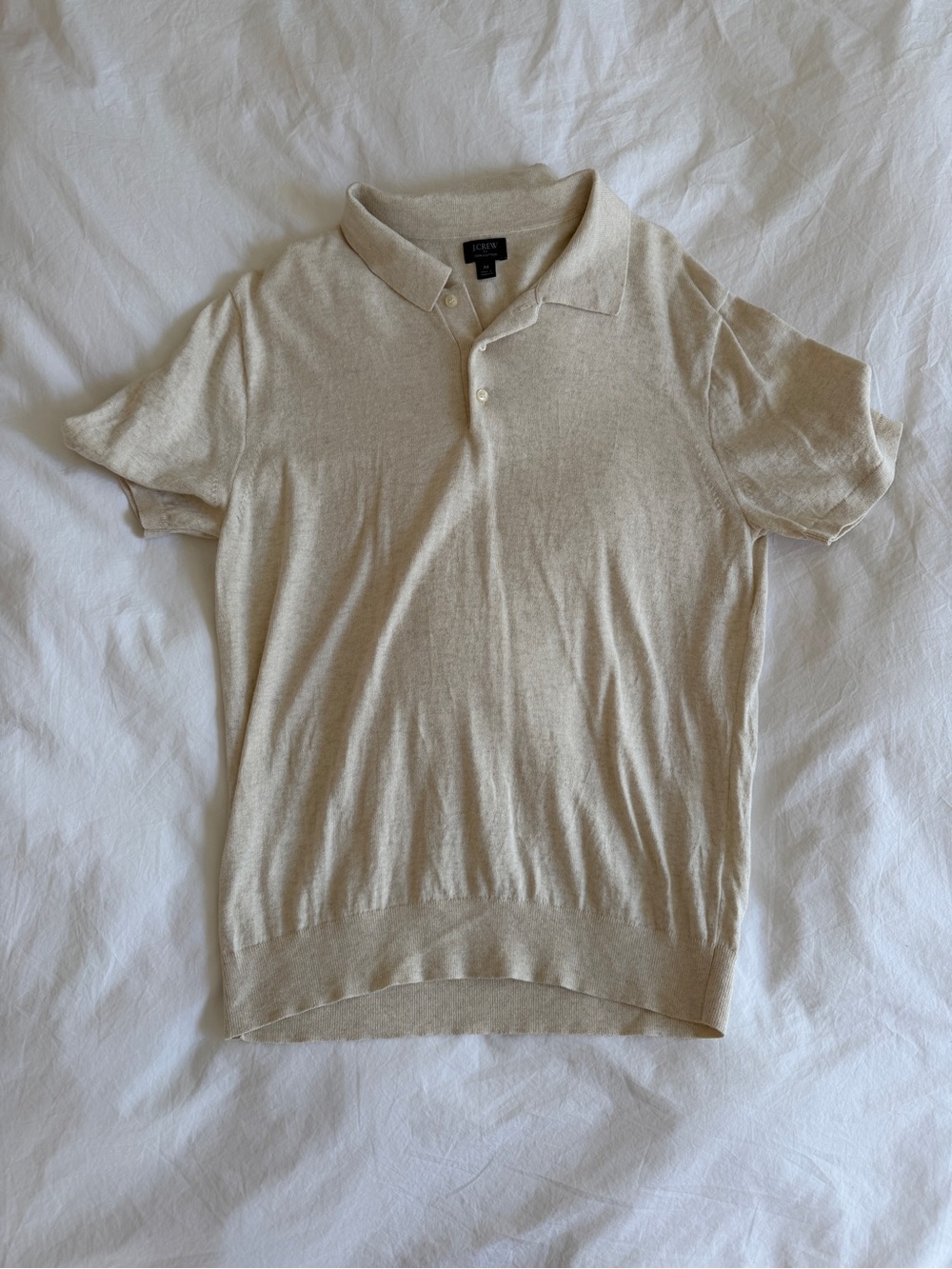 J. Crew Men's Lightweight Sweater Polo Shirt in Light Tan
